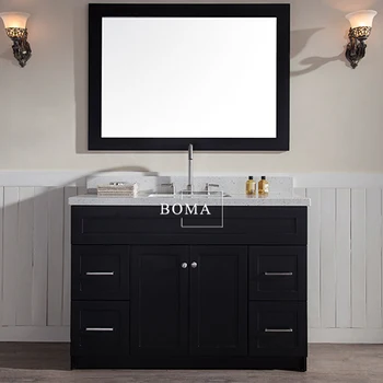 Boma 48 Inch Black Clic Bath Vanity With Drawers White Quartz Top Boma 48 Inch Black Clic Bath Vanity With Drawers White Quartz Top