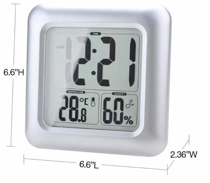 large digital wall clock Waterproof thermometer hygrometer clock for bathroom