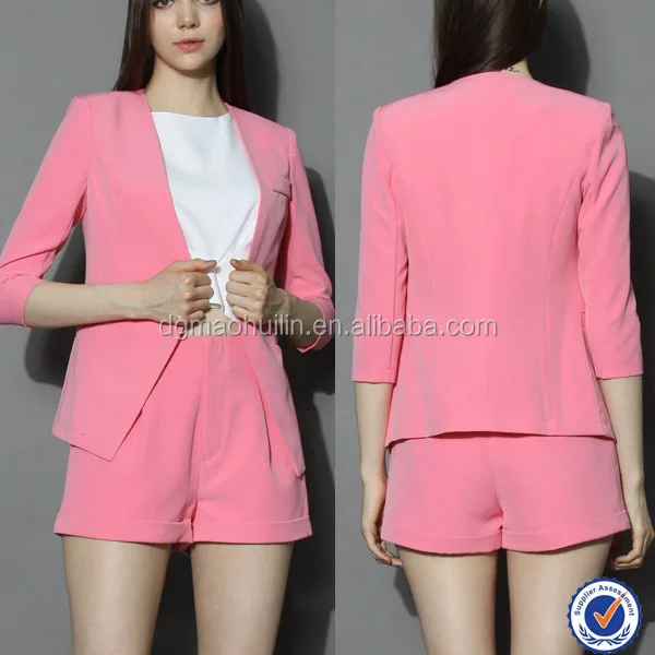 pink blazer with shorts