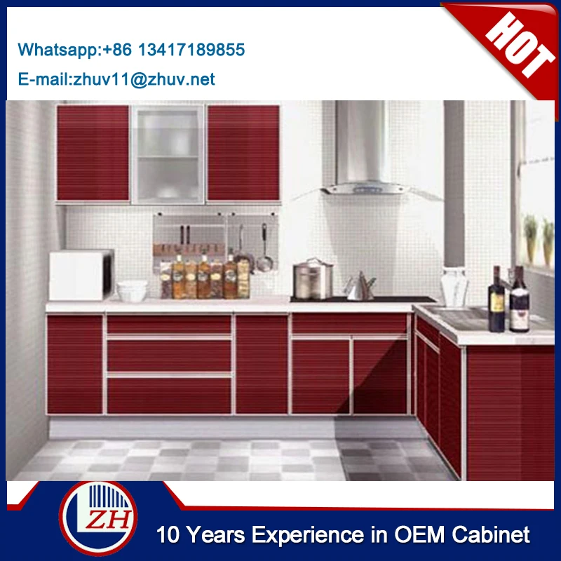 Zhihua Red Color Aluminium Kitchen Cabinet Design For Sale Modern Pantry Cupboards View Aluminium Kitchen Cabinet Design Zhihua Product Details From Guangzhou Zhihua Kitchen Cabinet Accessories Factory On Alibaba Com