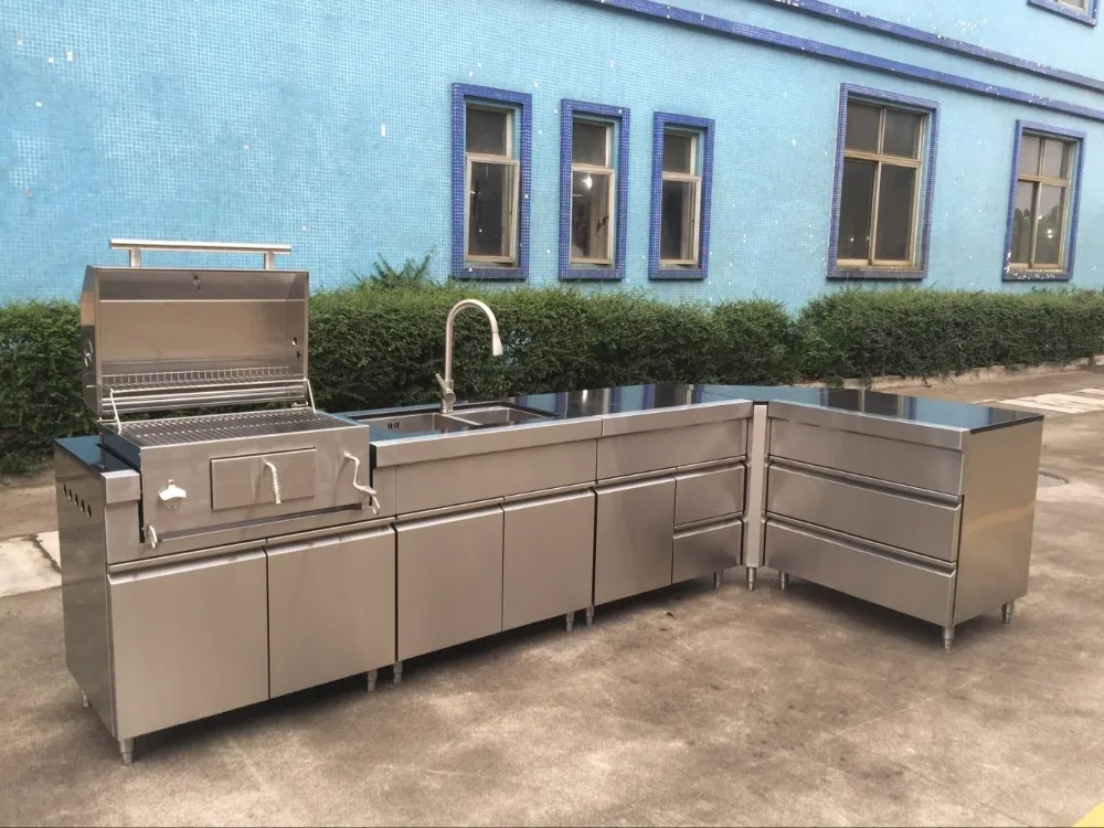 Custom Outdoor Kitchen 304 / 316 Stainless Steel Charcoal Grill Bbq