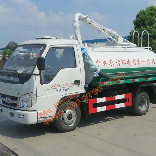 3000l small sludge suction truck foton forland fecal tanker