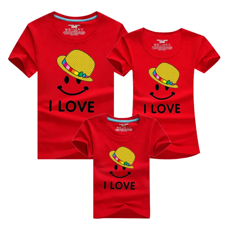 1pc Family Look Matching Clothing Outfits Letter I LOVE T shirt Baby Mother Matching Clothes Tee