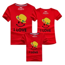 1pc Family Look Matching Clothing Outfits Letter I LOVE T shirt Baby Mother Matching Clothes Tee