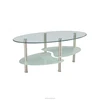 Modern living room tempered exotic home furniture industrial stainless steel mental oval glass coffee table