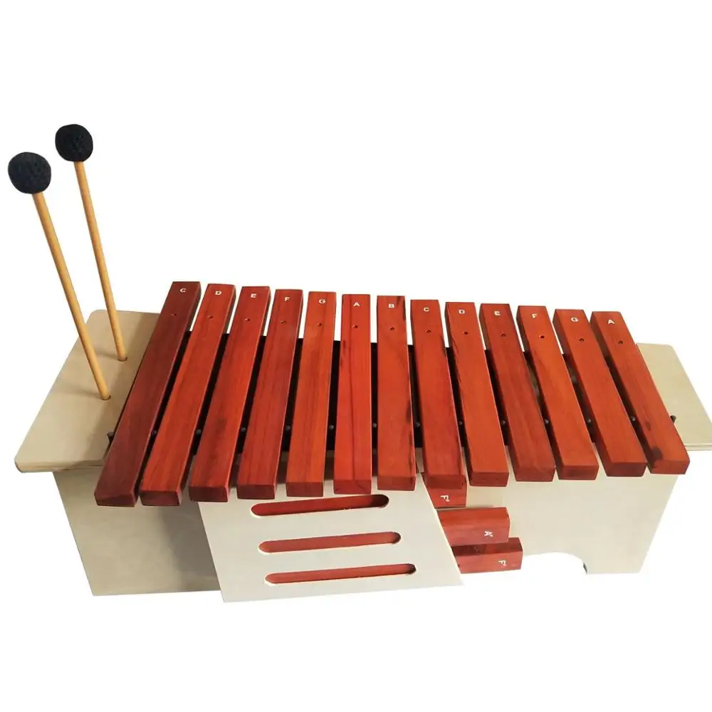 13 色调红色木盒身体女高音和低音木琴