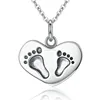 Bijoux Mother Gift 925 Sterling Silver Baby's Feet Engrave Lucky To have A Mom Like You Pendant Necklaces Silver Jewelry