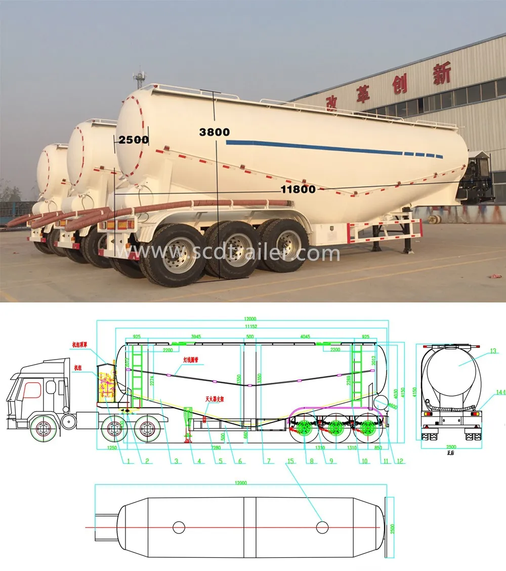 Low price carbon steel stainless steel aluminium alloy transport 3 4 5 axle fly ash powder bulk cement tank semi trailer