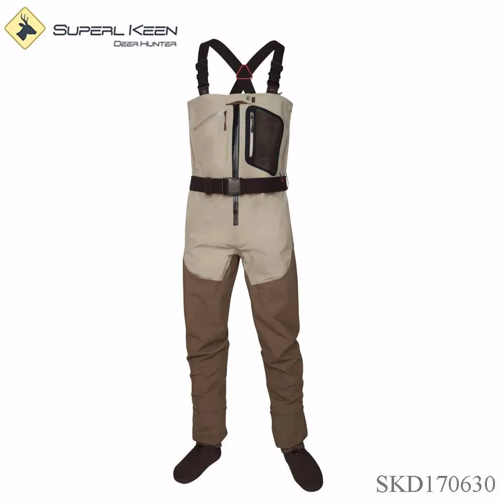 100% Waterproof PVC Chest Waders – Sonic Seam, Unisex Dark Green Fishing Wader Boots