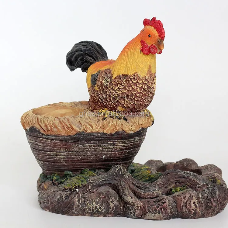 resin roosters and hens