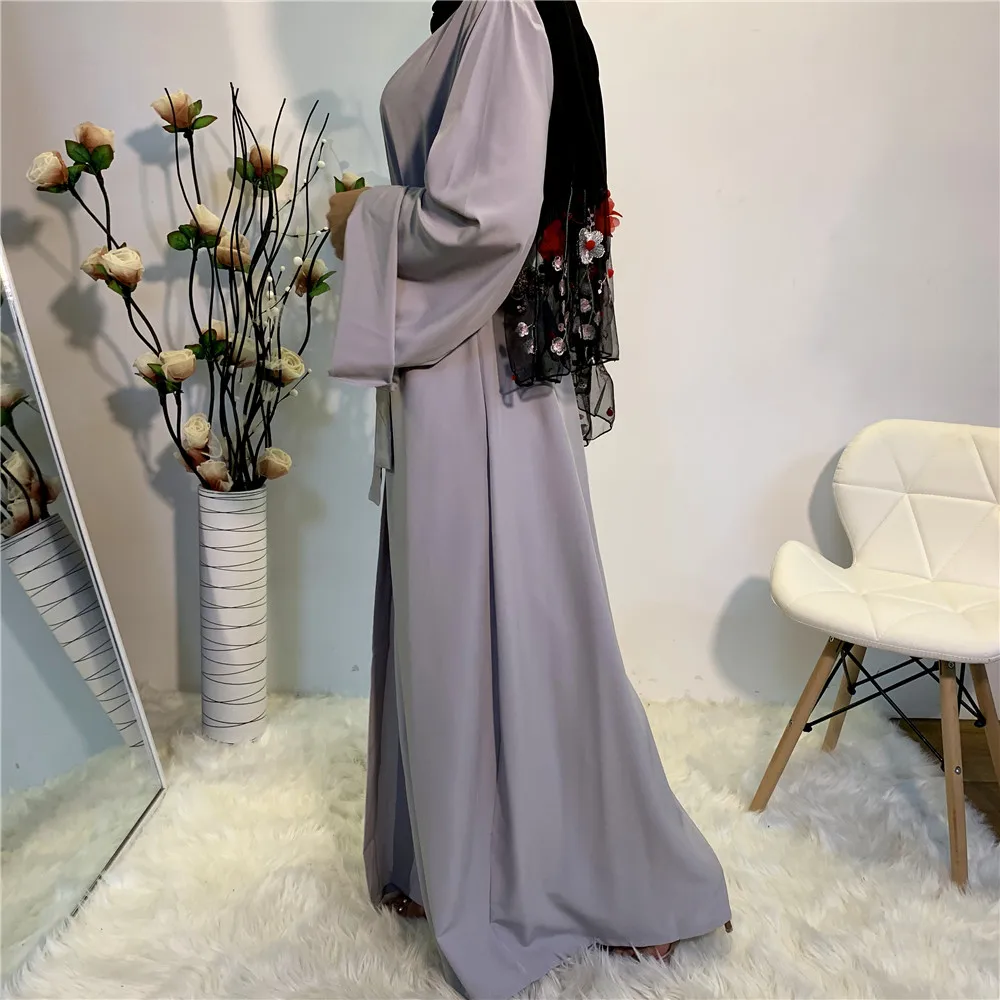 1763 Simple Straight Cut Zipper Abaya Stylish Casual Outfit Beige