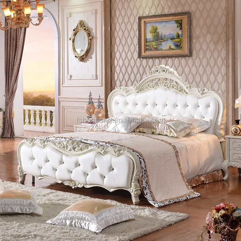 Latest Double Bed Design Furniture Royal Luxury White Bedroom Furniture ...