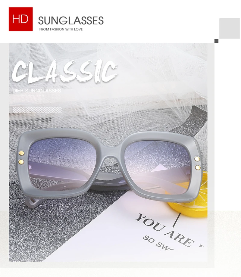 Promotional Oversized Round Plastic Frame Custom Logo Women Sunglasses