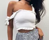 ZH2684G Solid Tie Bow Chiffon Camis Streetwear Tube Top Women Fashion Ruched Pleated Crop Top Sexy Bustier Tees Female Tank Tops