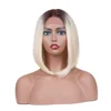 Best Quality Heat Resistant Short Bob Straight Ombre 613 Blonde Hair Synthetic Lace Front Wigs For Women