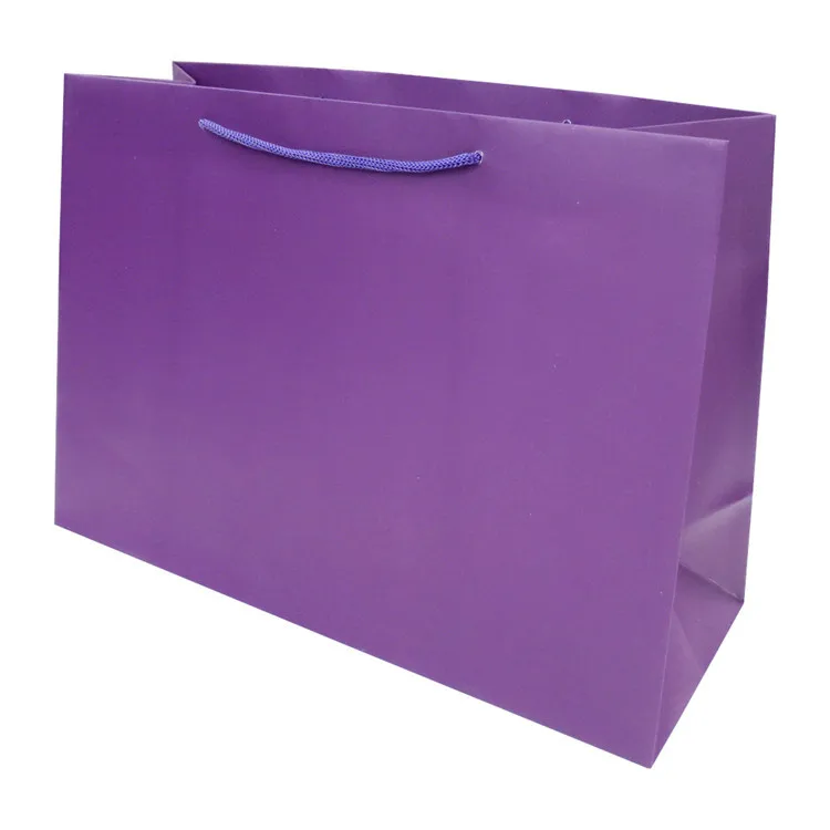 New Design Matt Lamination Purple Craft Custom Kraft Paper Bag Gift Paper Shopping Bag With Handle