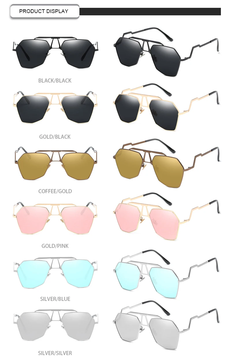 High Quality Size Polygon Irregular Metal Frame Brand Designer Shades Women Sunglasses