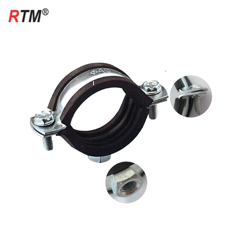 all sizes M8 heavy duty cast iron pipe clamp with rubber Products from