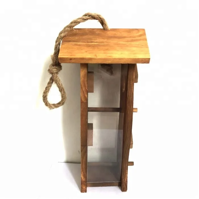 Cheap Price Hanging Pine Wood Bird House Hanging Bird Feeder Kit