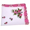 Custom Design Bulk Scalloped Edge Ladies Floral Printing Cotton Handkerchief