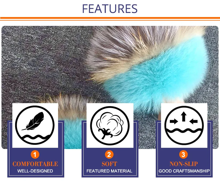 New Arrivals Woman Big Fluffy Furry Slides Raccoon Fox Fur Slides