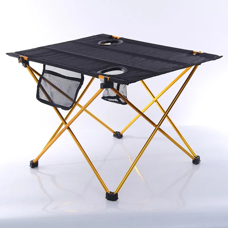 Aluminum Canvas Portable Foldable Camping Table With Two Cup Holders