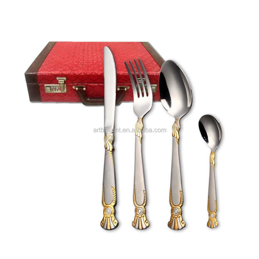 Stainless Steel Cutlery With Gold Greek Design With Various Styles