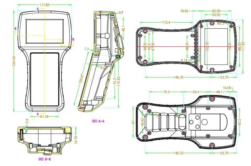 Nylon Glass fiber plastic electronic portable instrument enclosure BMC70006 with high quality.