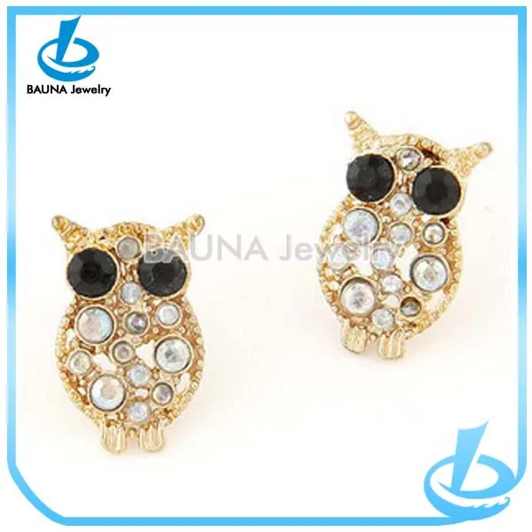 grosir mode berlian imitasi owl  anting anting emas  Paduan 