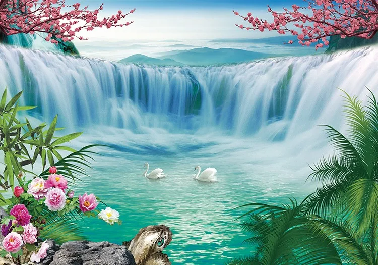 [sw3393] Beautiful Waterfall Scenery Wallpaper Wall Murals For Decor