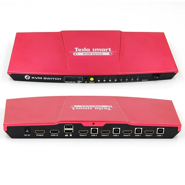 Tesmart 4x1 Hdmi Kvm Switch With Usb 2.0 Push Button Electrical Switch
