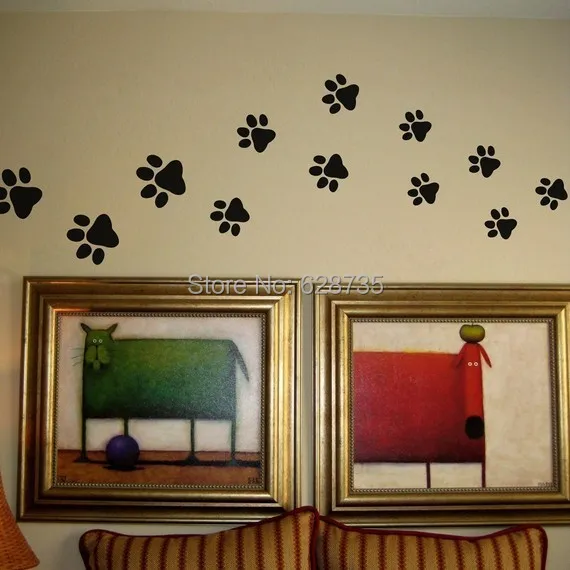 Paw Print Wall Stickers 20 Walking Prints Decal Home Art Free Shipping Set Of 2 Pieces Sticker Black Cats Home Wall Cat Decoration Cute Stickers P2044usd 5 22 Lot