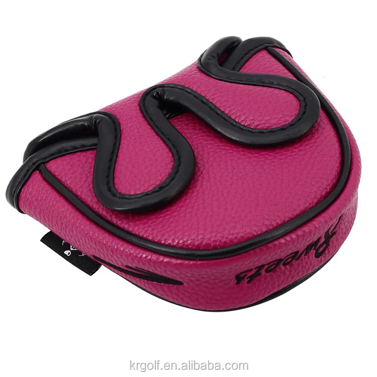 Customized Pink Pu Golf Mallet Headcover Centershaft Putter