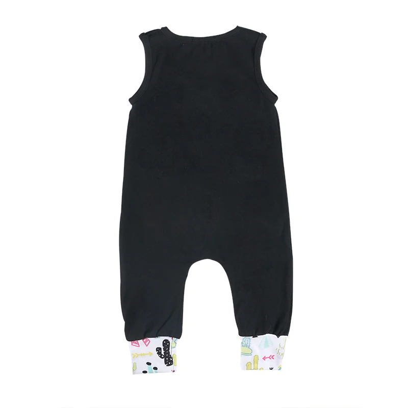 Black Sleeveless Baby Clothes Fashion Design Newborn Baby Boy Romper