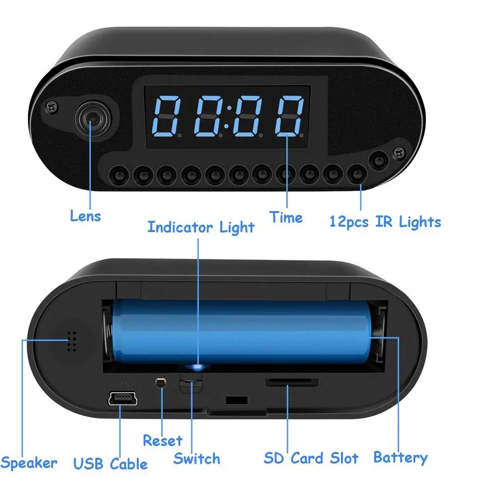 Amazon Bestselling Smart Desk Clock Spy Camera 1080p Hd Home Security With Night Vision Mini