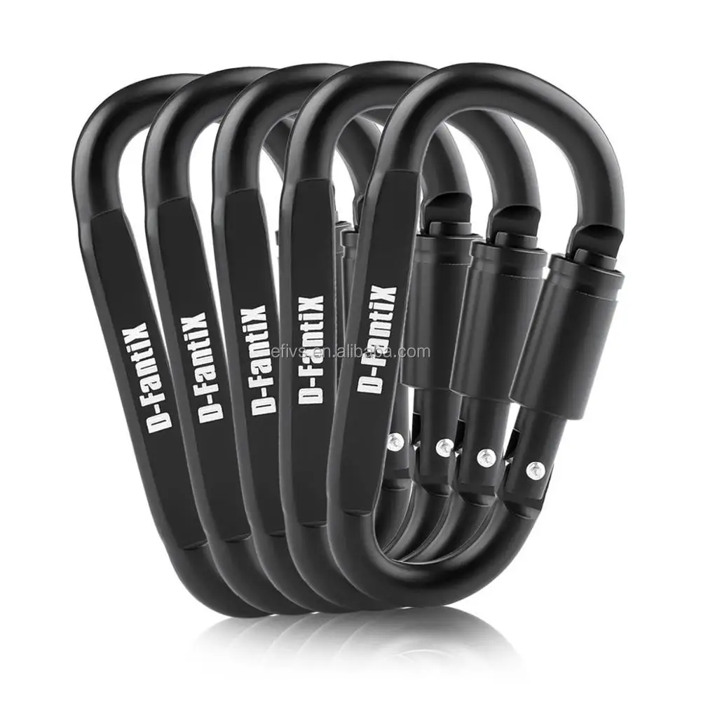 Wholesale Carabiner Clip,Aluminum Locking Carabiner Keychain D Ring Carabiner Black Buy