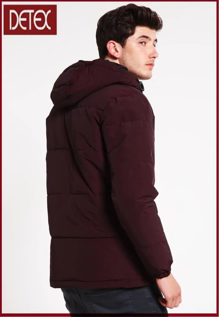 dark red padded jacket