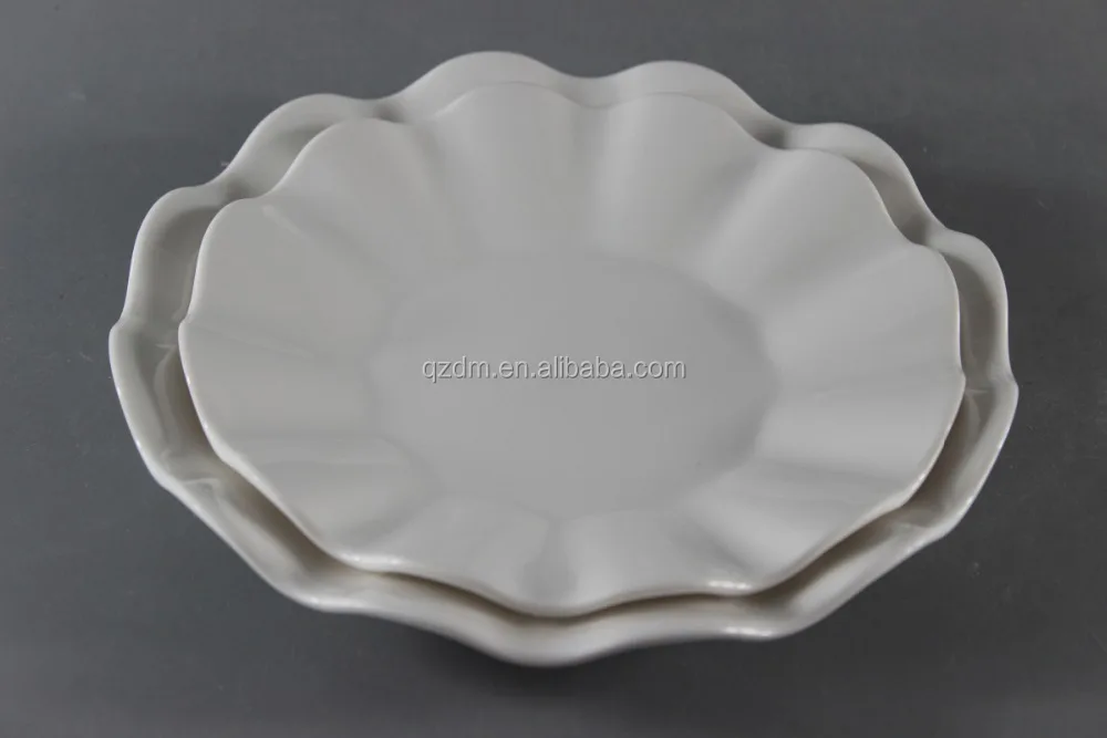 Imitation Porcelain Melamine Flower Shape Plate Set Of 2