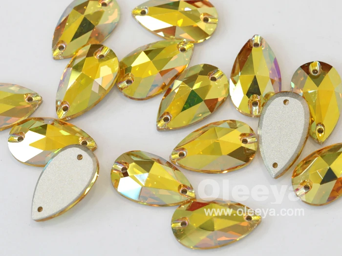 Factory Direct Sale 12mm Rivoli Glass AB Crystal Sew on Rhinestones Flatback Sewing Rhinestone Beads for Jewelry Making