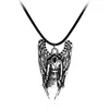 Evil Force Battle Suit Pendant Necklace Angel Wing Amulet Necklace Ancient Silver Alloy Jewelry free shipping