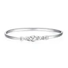 Delicate Tennis 925 Sterling Silver Bangle Bracelet Adjustable Smooth Hollow Out Braided Geometry Bracelet Jewelry for Women