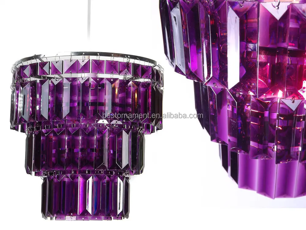 Purple Chandeliers Chandelier Style 3 Tier Crystal Effect Pendant Light Shade Home Kitchen Indoor Lighting