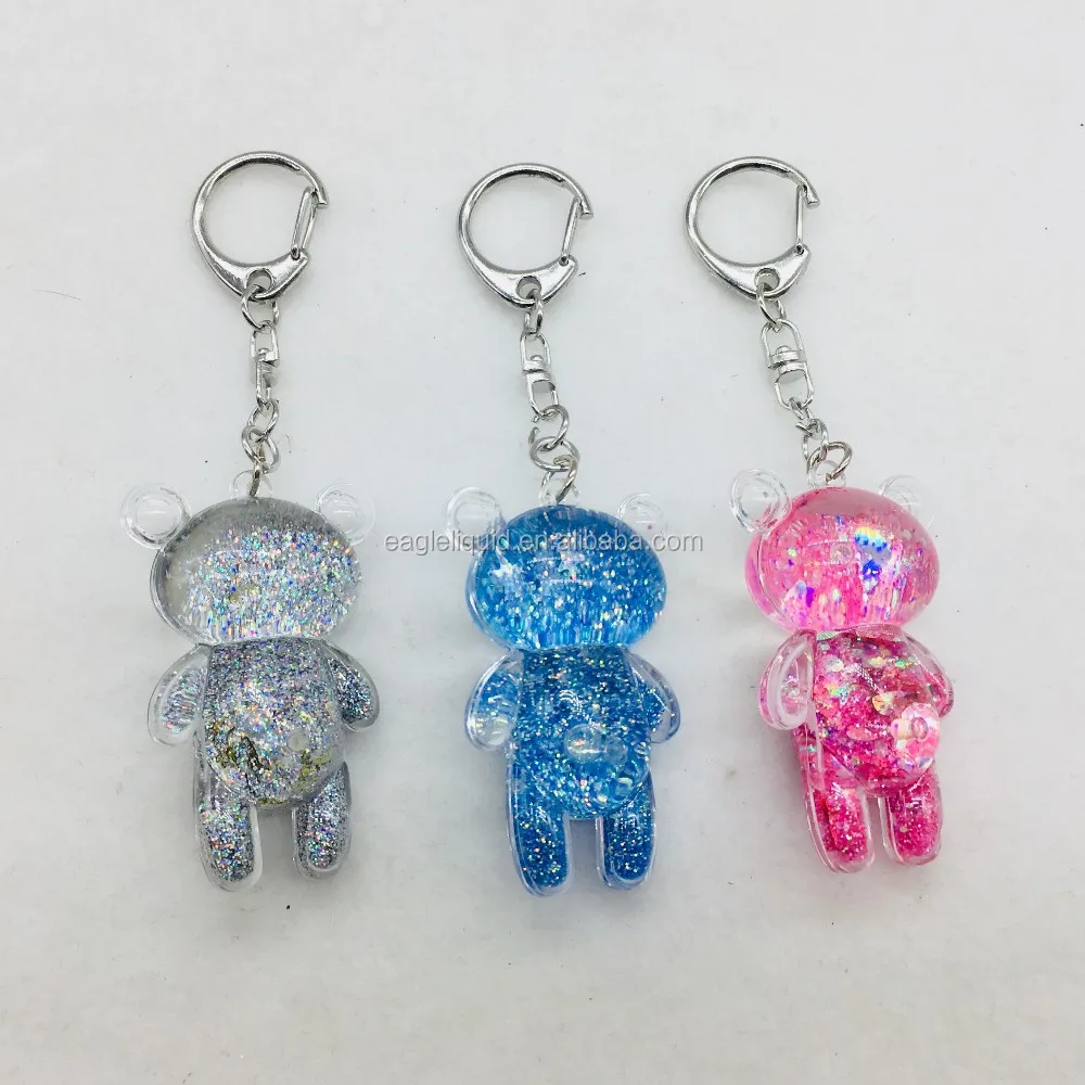 Hot Sale Acrylic Keychain With Liquid Inside Crystal Glitter Fliud