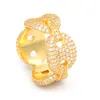 Hot Selling HipHop Bling Jewelry Micro Paved Multicolor Zircon Stone Link Rings Wholesale