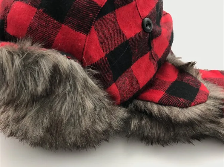 plaid fur hat