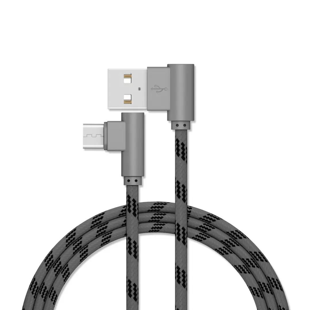 Micro USB cable 2.0 Fabric Braided Right Angle Micro 2.0 USB Cable A Male to Micro B Charge and Sync Cord for Android/Windows - ANKUX.COM