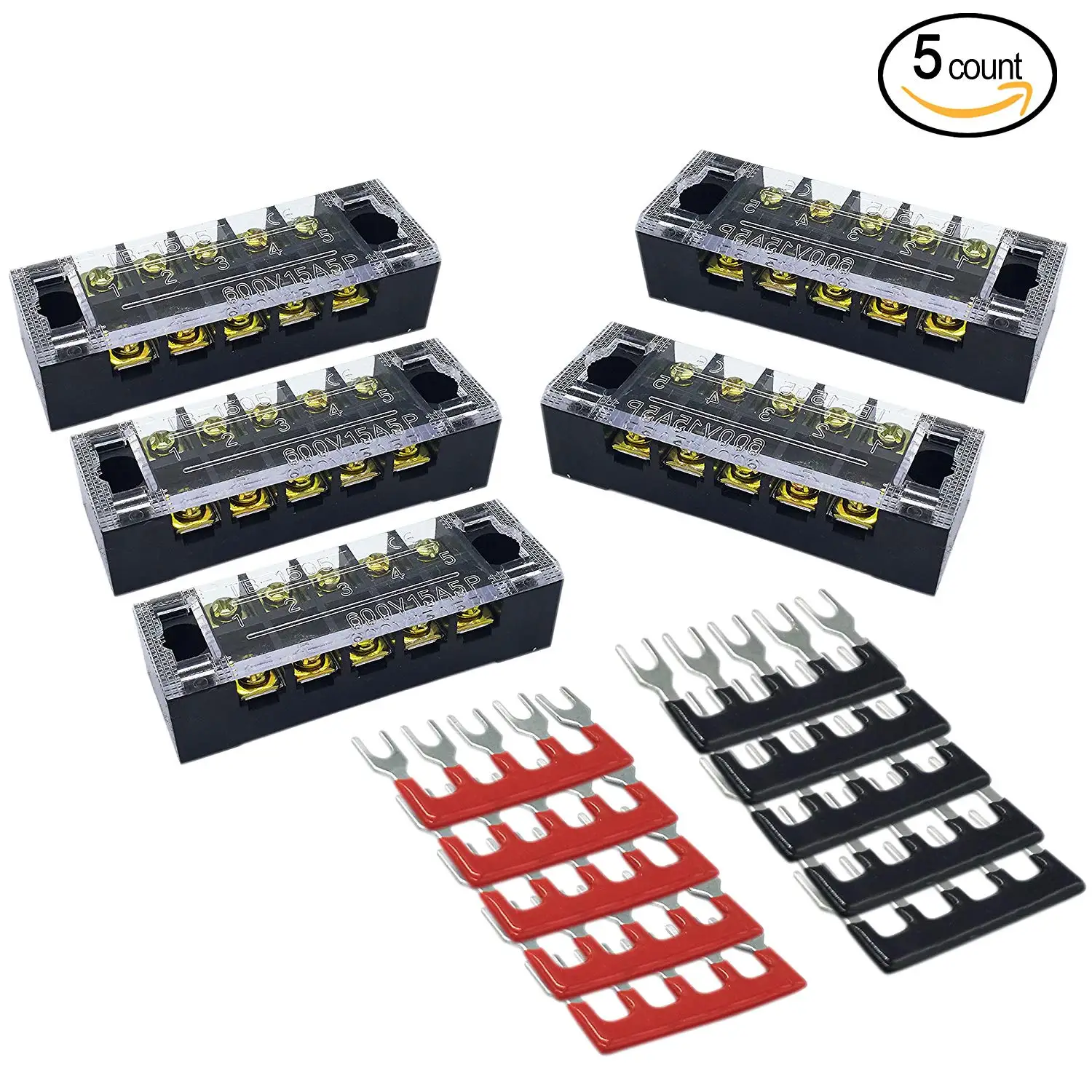 IZTOSS 5 Positions 600V\15Amp terminal block kits Terminals Included Red and Black 10 Pcs