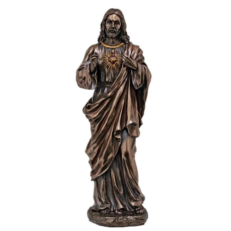 Antique Large Bronze Jesus Statue On The Cross For Home Decoration
