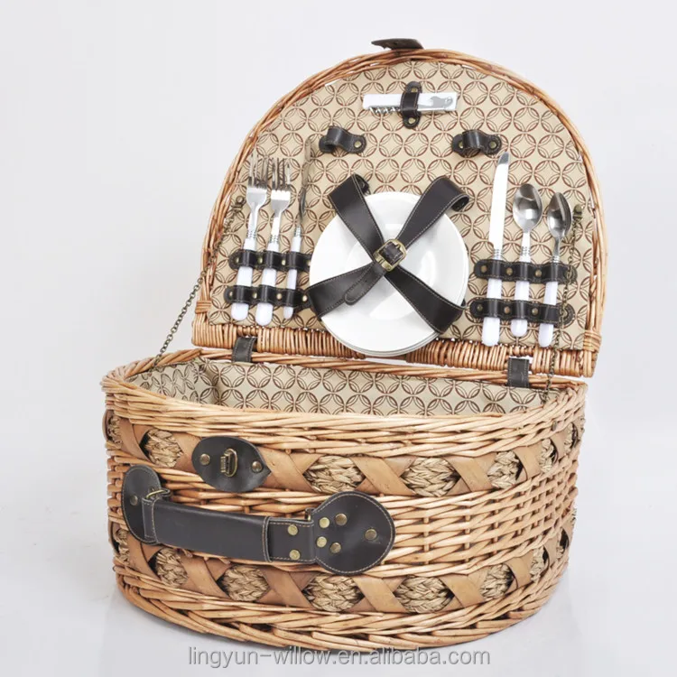 Wholesale raw rattan willow food fruit storage 2 bottle wicker wine bottles holder picnic baskets with liner shoulder strap