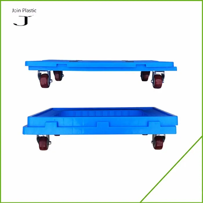 Join Heavy Duty 4 Trolley Wheels Plastic Moving Pallet Crate Plastic Tote Dolly Transport Moving